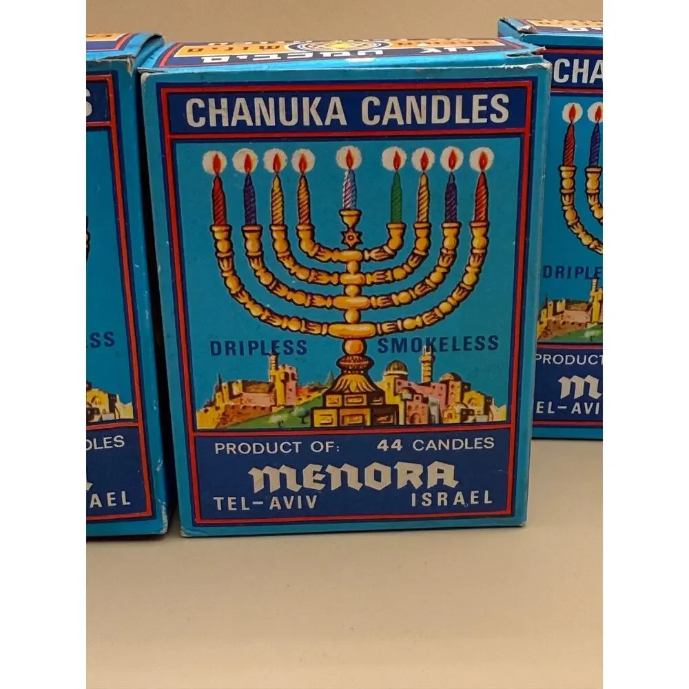 🕎 Vintage Menora Tel-Aviv Israel Chanuka Candles Lot of 4 Dripless
